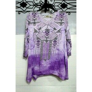 Collections Etc. Women's Top Size M 3/4 Sleeve Multicolored